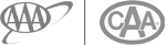 The image shows two logos: one with "AAA" in an oval with a curved line, and the other with "CAA" in an oval shape.