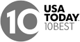 The image shows a logo featuring "10 USA TODAY 10BEST" with a large number 10 next to it.